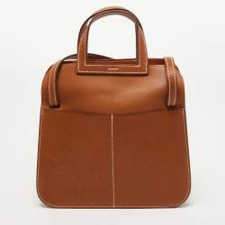 Pre Owned Hermes Fauve/Potiron Barenia Leather Halzan Mini Bag
