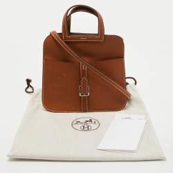 Pre Owned Hermes Fauve/Potiron Barenia Leather Halzan Mini Bag