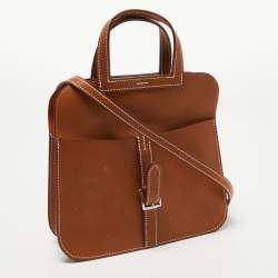 Pre Owned Hermes Fauve/Potiron Barenia Leather Halzan Mini Bag