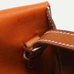 Pre Owned Hermes Fauve/Potiron Barenia Leather Halzan Mini Bag