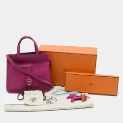 Pre Owned Hermes Rose Pourpre Veau Swift Leather Mini Halzan Bag