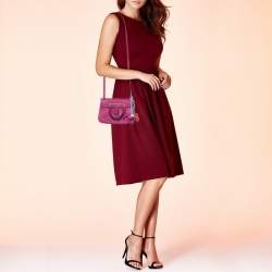 Pre Owned Hermes Rose Pourpre Veau Swift Leather Mini Halzan Bag