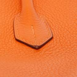 Hermes Orange Clemence Leather Gold Finish Birkin 35 Bag