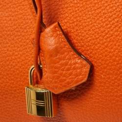 Hermes Orange Clemence Leather Gold Finish Birkin 35 Bag
