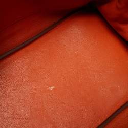 Hermes Orange Clemence Leather Gold Finish Birkin 35 Bag