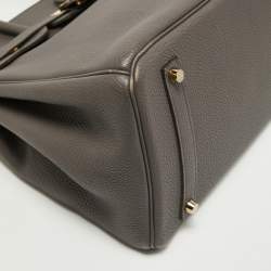 Pre Owned Hermès Etain Togo Leather Gold Finish Birkin 35 Bag