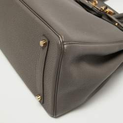 Pre Owned Hermès Etain Togo Leather Gold Finish Birkin 35 Bag