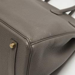 Pre Owned Hermès Etain Togo Leather Gold Finish Birkin 35 Bag