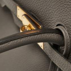 Pre Owned Hermès Etain Togo Leather Gold Finish Birkin 35 Bag