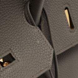 Pre Owned Hermès Etain Togo Leather Gold Finish Birkin 35 Bag