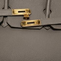 Pre Owned Hermès Etain Togo Leather Gold Finish Birkin 35 Bag