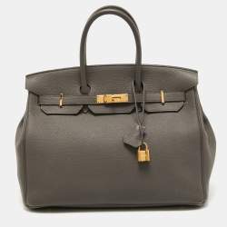 Birkin 35 leather handbag Hermès Grey in Leather - 35249802