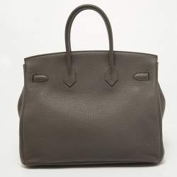 Pre Owned Hermès Etain Togo Leather Gold Finish Birkin 35 Bag