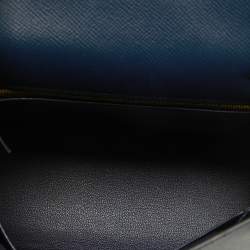 Pre Owned Hermes Blue Nuit Epsom Leather Gold Finish Kelly Sellier 25 Bag
