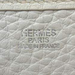 Pre Owned Hermes White Clemence Leather Evelyne Shoulder Bag