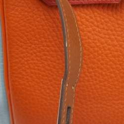 Hermes Orange/Etain/Sanguine Clemence Leather Palladium Finish Birkin 30 Bag