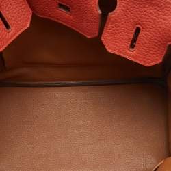 Hermes Orange/Etain/Sanguine Clemence Leather Palladium Finish Birkin 30 Bag