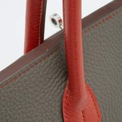 Hermes Orange/Etain/Sanguine Clemence Leather Palladium Finish Birkin 30 Bag