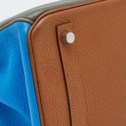 Hermes Orange/Etain/Sanguine Clemence Leather Palladium Finish Birkin 30 Bag