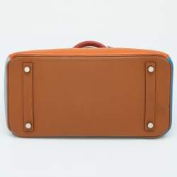 Hermes Orange/Etain/Sanguine Clemence Leather Palladium Finish Birkin 30 Bag
