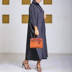 Hermes Orange/Etain/Sanguine Clemence Leather Palladium Finish Birkin 30 Bag