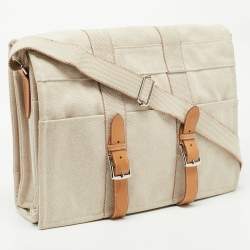 Hermes Beige/Natural Canvas and Leather Diaper Messenger Bag