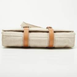 Hermes Beige/Natural Canvas and Leather Diaper Messenger Bag