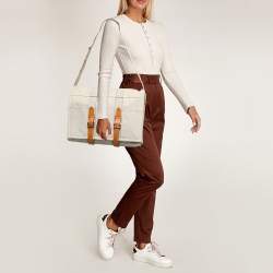 Hermes Beige/Natural Canvas and Leather Diaper Messenger Bag