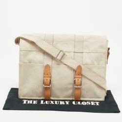 Hermes Beige/Natural Canvas and Leather Diaper Messenger Bag