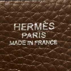 Hermes Chocolat Clemence Leather Evelyne III GM Bag