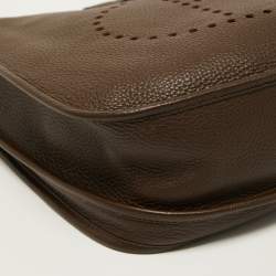 Hermes Chocolat Clemence Leather Evelyne III GM Bag