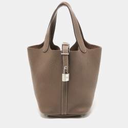 Hermes In-The-Loop Tote Bag Size 18 Etoupe Taurillon Clemence Swift Leather
