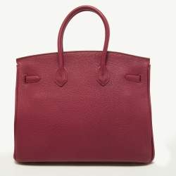 Hermes Tosca Togo Leather Palladium Finish Birkin 35 Bag