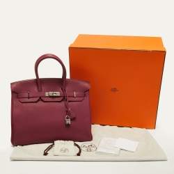 Hermes Tosca Togo Leather Palladium Finish Birkin 35 Bag