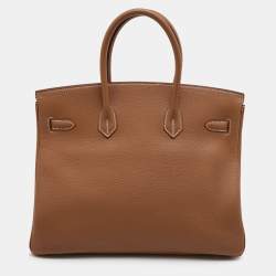 Pre Owned Hermes Gold Togo Leather Gold Finish Birkin 35 Bag