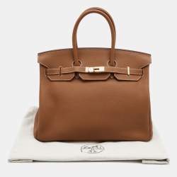 Pre Owned Hermes Gold Togo Leather Gold Finish Birkin 35 Bag