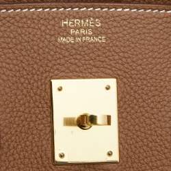 Pre Owned Hermes Gold Togo Leather Gold Finish Birkin 35 Bag