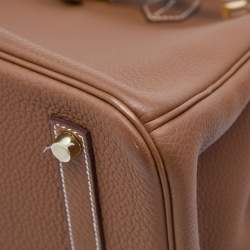 Pre Owned Hermes Gold Togo Leather Gold Finish Birkin 35 Bag
