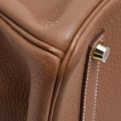 Pre Owned Hermes Gold Togo Leather Gold Finish Birkin 35 Bag