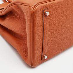 Hermes Capucine Togo Leather Palladium Finish Birkin 35 Bag