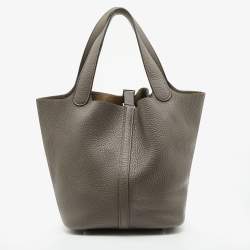 Hermes Etain Taurillon Clemence Leather Picotin Lock 22 Bag