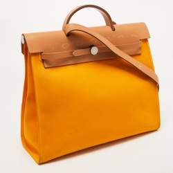 Hermes Jaune D' Or/Orange Canvas and Leather Herbag Zip 39 Bag