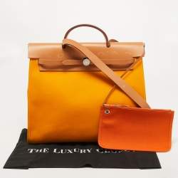 Hermes Jaune D' Or/Orange Canvas and Leather Herbag Zip 39 Bag