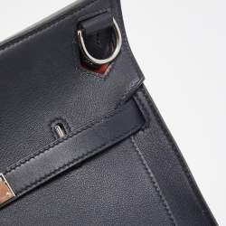 Pre Owned Hermes Blue Nuit/Orange Poppy Swift Leather Jypsiere 28 Bag