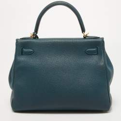 Pre Owned Hermes Colvert Evercolor Leather Gold Finish Kelly Retourne 28 Bag