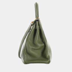 Hermes Olive Green Clemence Leather Gold Hardware Kelly Retourne 35 Bag 
