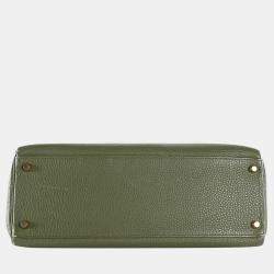 Hermes Olive Green Clemence Leather Gold Hardware Kelly Retourne 35 Bag 