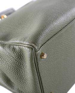 Hermes Olive Green Clemence Leather Gold Hardware Kelly Retourne 35 Bag 