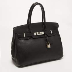 Hermès Black Evercolor Leather Palladium Finish Birkin 30 Bag