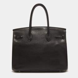 Hermès Black Evercolor Leather Palladium Finish Birkin 30 Bag